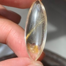 Natural Golden Rutile Quartz Crystal Polished Pendant 4.5g