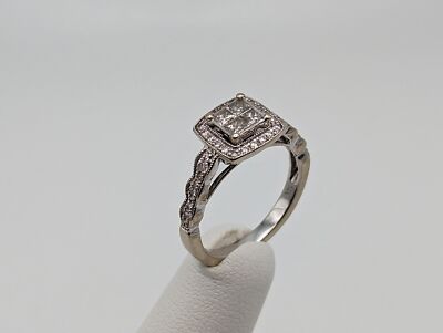 GEPRÜFT! 14K Weißgold quadratischer 0,78ctw Diamant Verlobungsring Braut Illusion