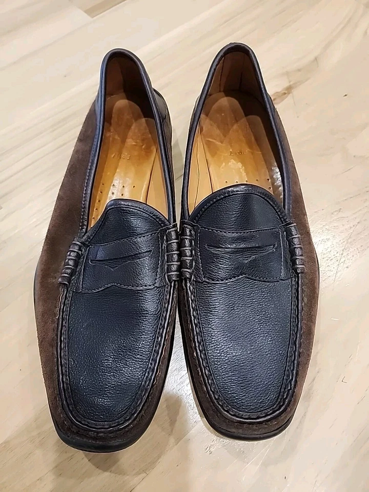 Allen Edmonds Hyde brown suede/leather driving shoe slip on moccasin 11.5 B - Image 3 of 4