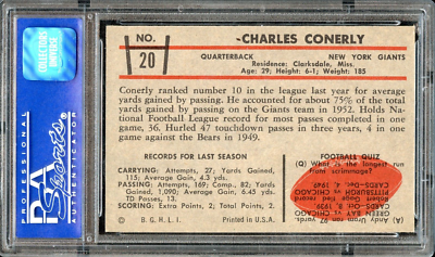 FB - 1953 Bowman - #20 - Charley Conerly - PSA 8 - NM-MT | eBay