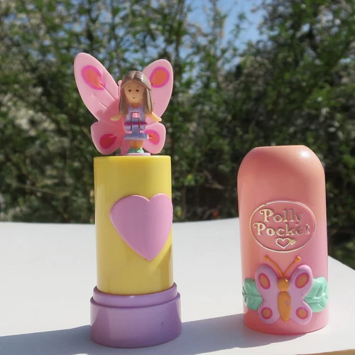 Mini Polly Pocket Pop-Ups Butterfly Lipstick With Figure 1992 Bluebird Complete