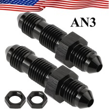 2pcs Bulkhead Fitting -3 An An3 Male To Male Straight Adapter With Nut Aluminum