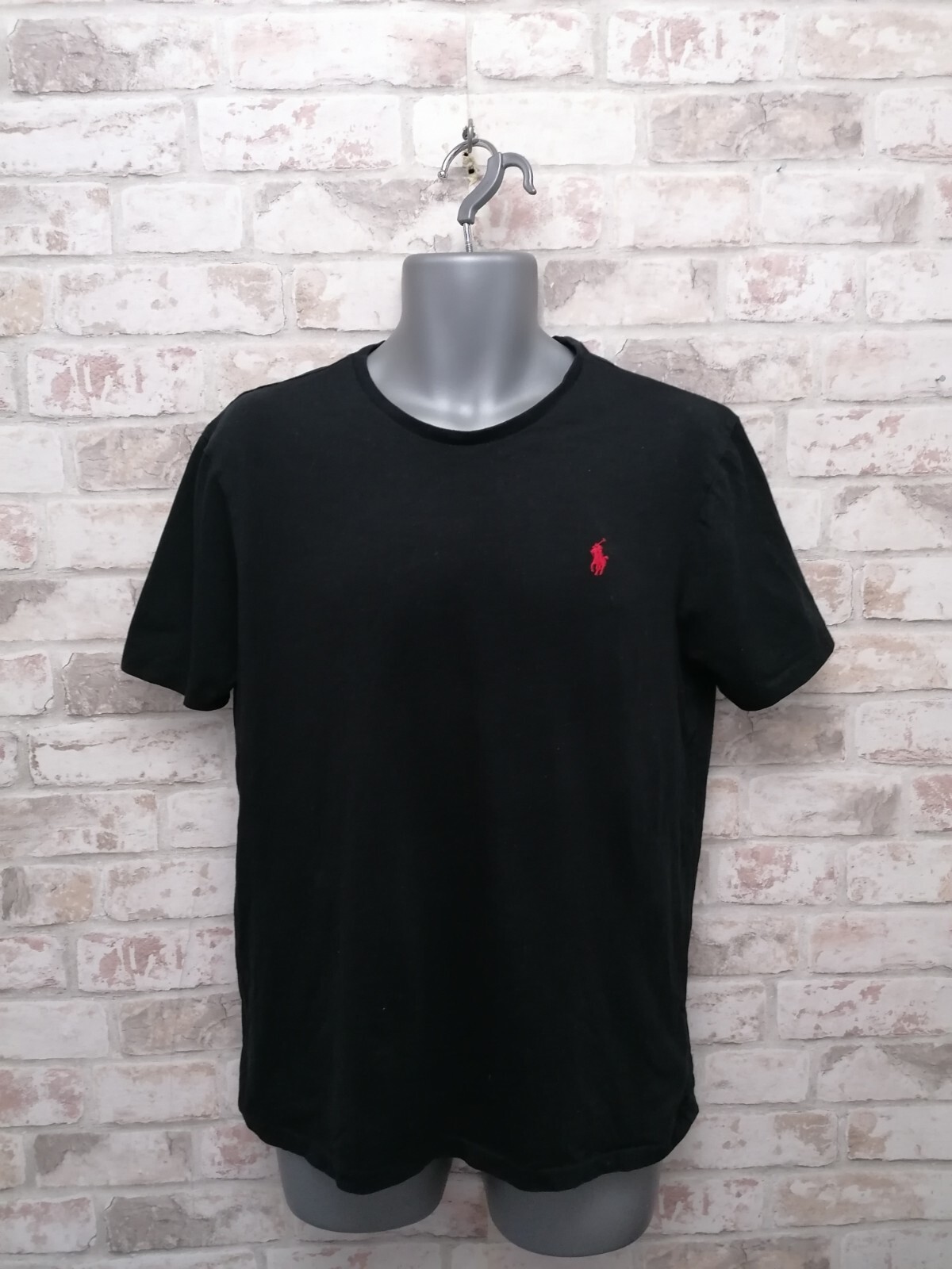 Polo Ralph Lauren T shirt da uomo grande aderente nera casual manica corta pony