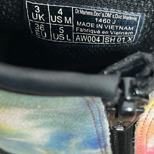 Botas Dr Martens 1460J para mujer 5 gamuza suave tie dye con cordones multicolor combate - Imagen 9 de 9