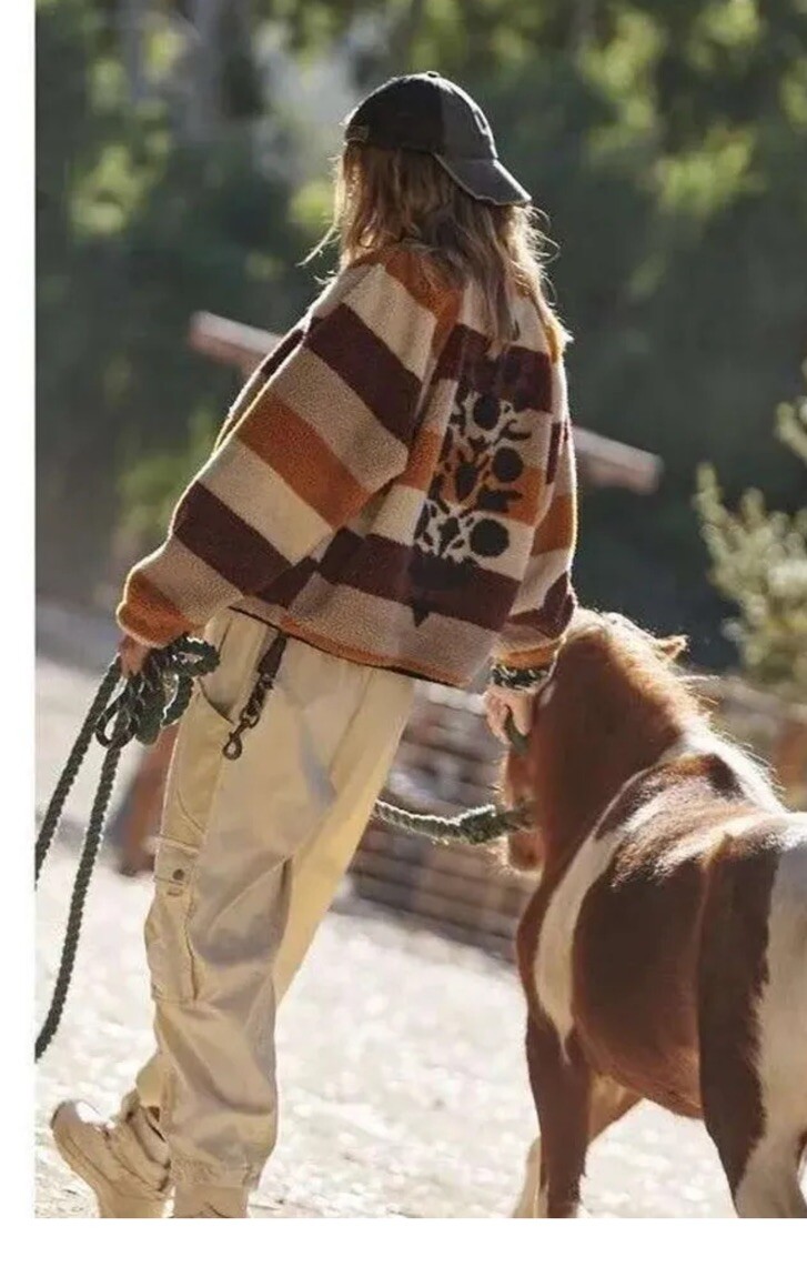 Free People Hit The Slopes Printed Logo Striped Fleece