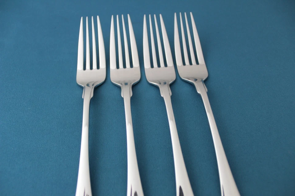 4 Tenedores de Cena Yamazaki CARA ORO 18/8 Inoxidable Japón 7 5/8" Foto 3 de 4