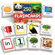250 Flash Cards for Toddlers 1-3 with Rings, Toddler Flashcards with ABC Flas...