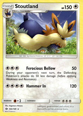Stoutland 105/149 Rare Regular SM Base Set LP