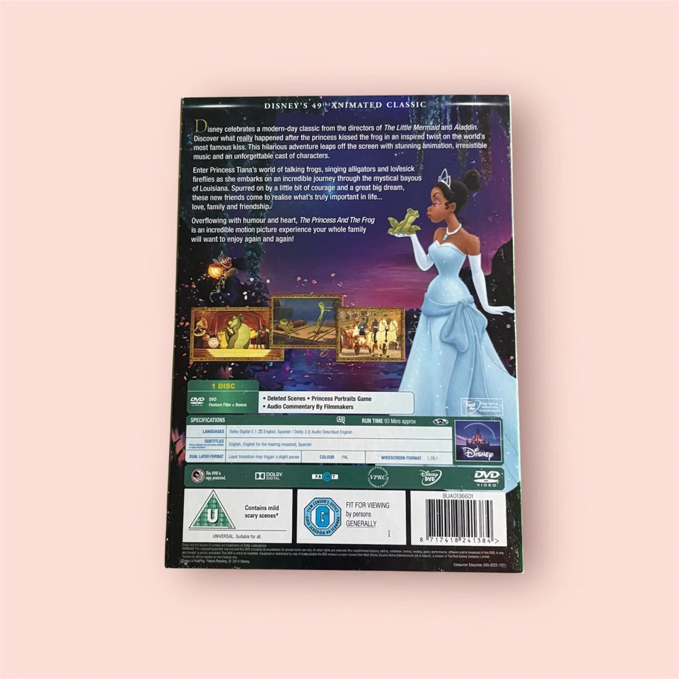 Disney The Princess And The Frog (DVD, 2010) With Slipcase Fairy Tale Animation  - Image 2 of 2