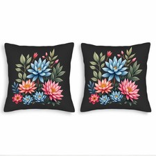 Set of 2 Decorative Throw Pillow Covers 18x18in - Vibrant Floral Design