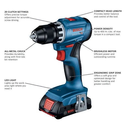 NEW NIB Bosch 18V Professional Brushless Compact Drill/Driver Kit GSR18V-400B12 - Image 2 of 3