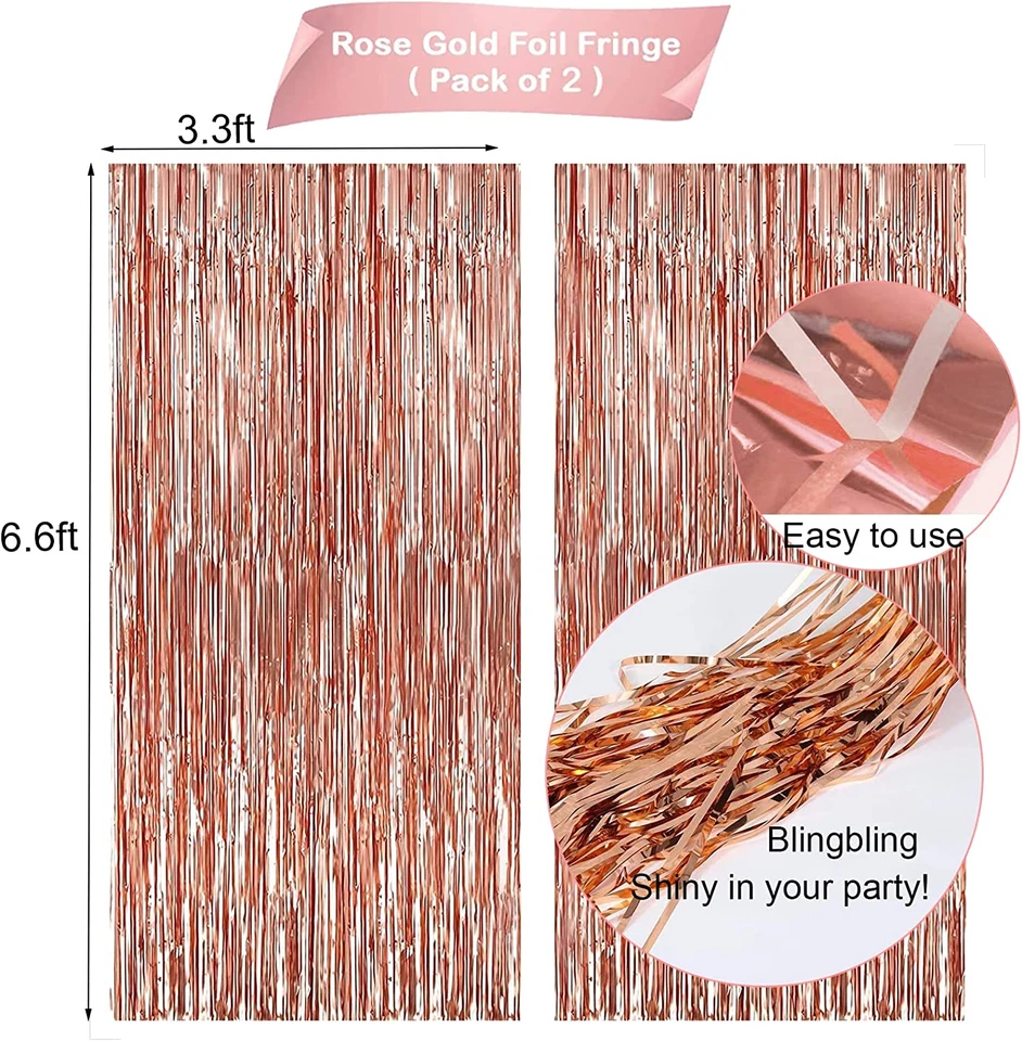 Украшения для вечеринки на день рождения розовое золото, баннер с днем рождения, бахрома из розового золота Cu - Изображение 3 из 4