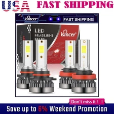 4* 9005+H11 LED Headlight Bulbs Combo 6000K White High Low Beam Kit Super Bright