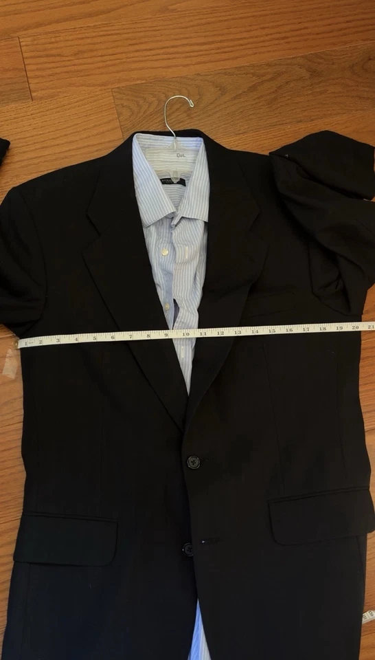 Винтажный мужчин Burberry темно-синий в тонкую полоску костюм Blazer куртка рубашка брюки 100% чистой шерсти - Изображение 4 из 4