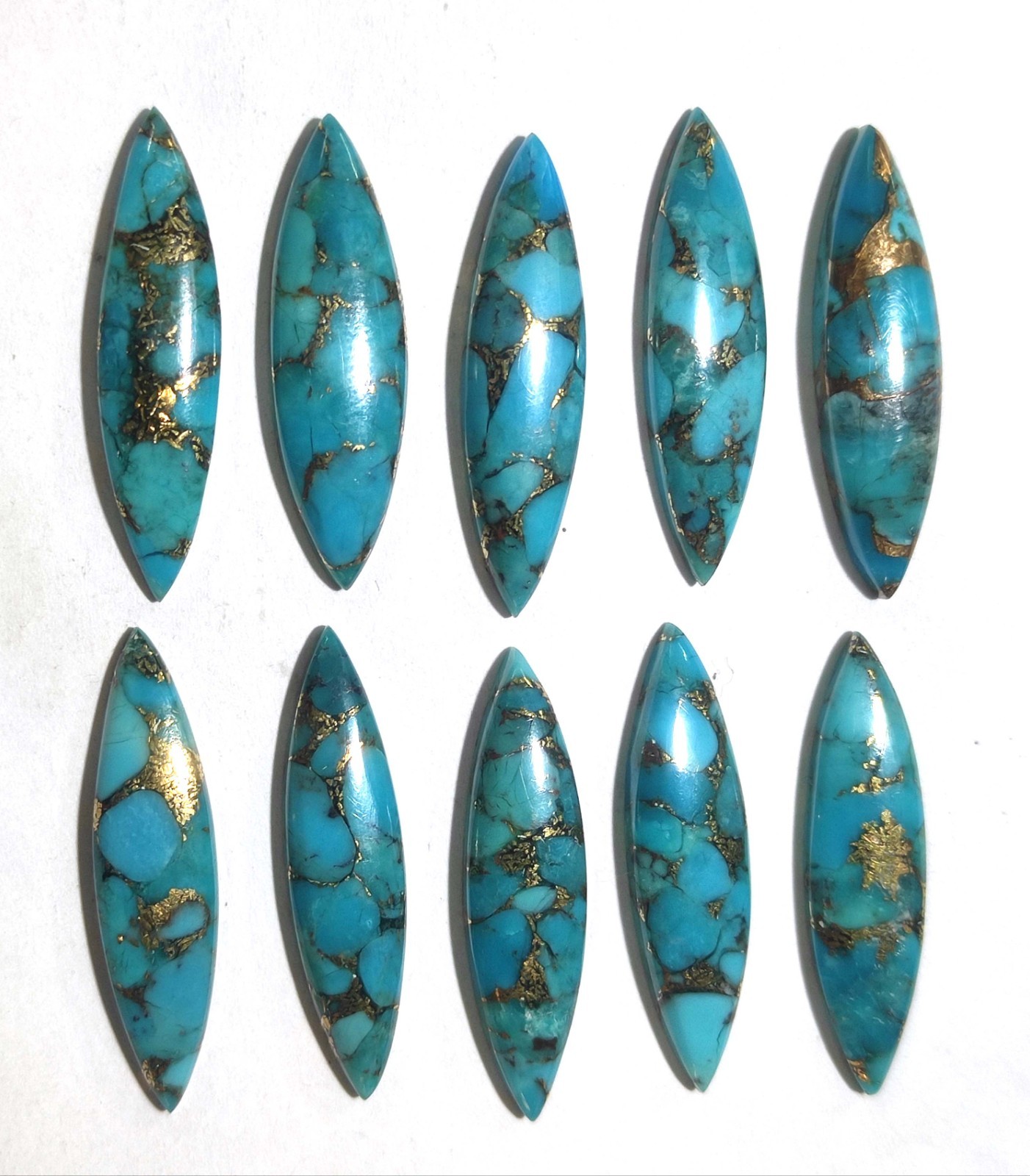 Natural Blue Copper Turquoise Marquise Cabochon Designer Gemstone Pendant Supply