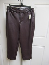 Old Navy High Rise Pixie Straight Women s BURGUND Faux Leather Pants SZ 4P NWT