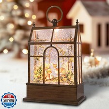 Christmas Snow Globe Lantern Greenhouse Water Glittering Globe wi