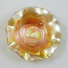 CROWN CRYSTAL SWAN MARIGOLD  CARNIVAL GLASS SMALL BOWL