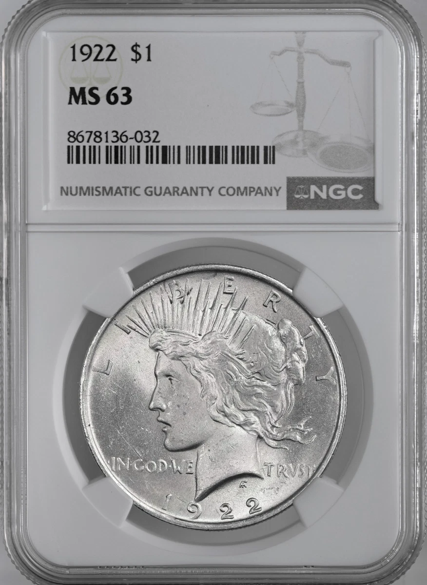 MS 63 Graded 1922 Year Peace Dollars (1921-1935) for sale | eBay