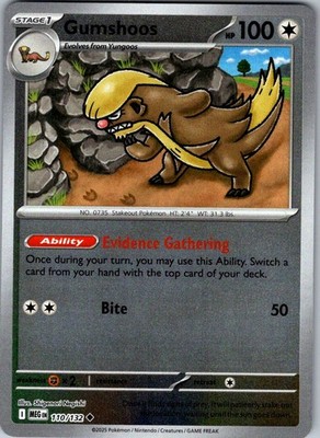 Pokemon Gumshoos - Reverse Holo Uncommon ME01: Mega Evolution 110/132 NM