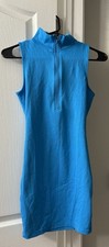 Fashion Nova Blue Zipper Bodycon Mini Dress