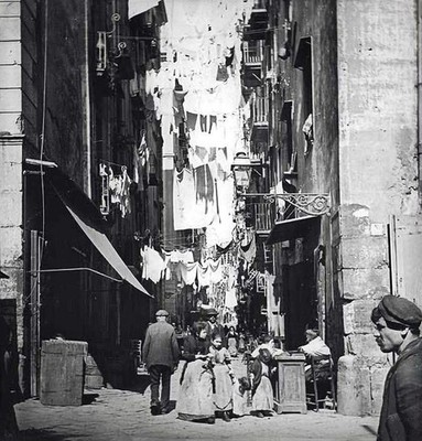 Vintage Collectible Photo, Port of Naples, Animated Alley at Molo Piccolo 1898