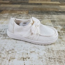 HEY DUDE Wendy Bow Print Kids Loafer Shoes Sz 13 C13 Eyelet White Round Toe