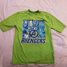 Marvel Avengers boys size Large swim rash guard lime green