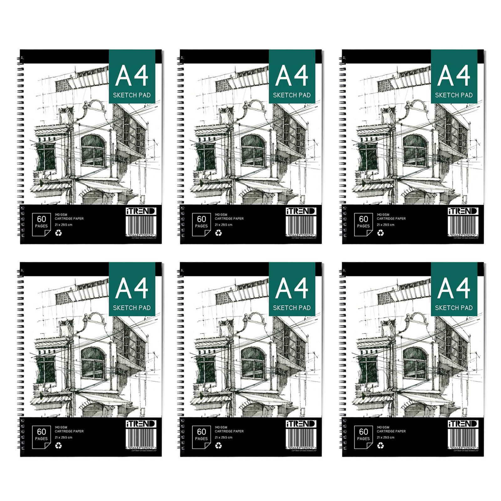 A4 Artist Sketch Book 6 Pack Ring Bound and Perforated Pages