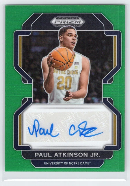 Paul Atkinson Jr. - 2022 Prizm Draft Picks - Green Autographs - Notre Dame
