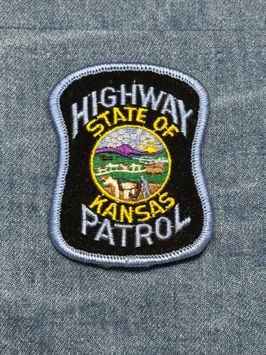 Kansas Highway Patrol Collectable Patch: Iron-On Black Color - Law Enforcement