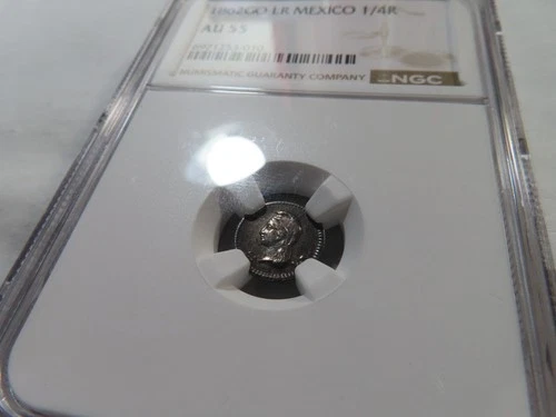N49 Mexico 1862-Guanajuato, LR Silver 1/4 Real NGC AU-55 Nice Toning
