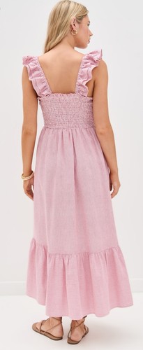 Marea By Liz Joy Sasco Red & White Gingham Smocked Maxi Dress Women’s XS $218 - Picture 3 of 15