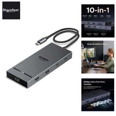 Revodok Pro 10Gbps USB C Hub 2 HDMI Ethernet Adapter USB C Docking Station Du...