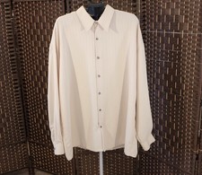 Mens Monzini Collection Shirt 3X Ivory Stripe Long Sleeve Button Up USA Made Dre