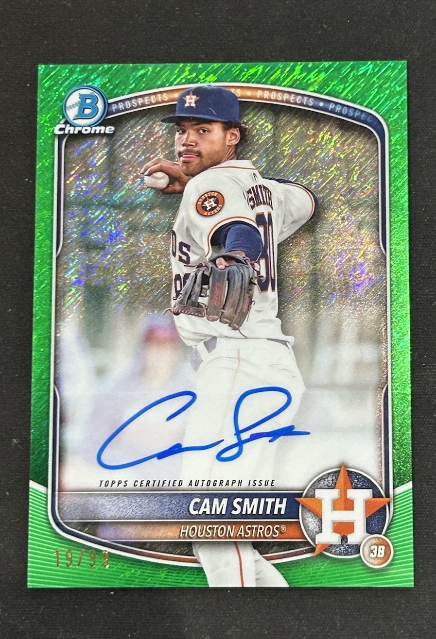 Cam Smith 2025 Bowman Chrome Auto /99 Green Shimmer Refravtor CPA-CSM 🔥 Astros