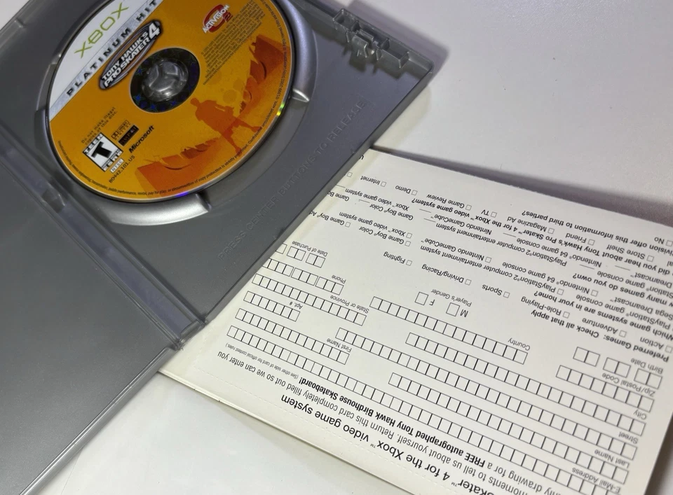 Tony Hawk's Pro Skater 4 (Microsoft Xbox, 2003) Complete W/ Reg CIB - TESTED - Image 4 of 4