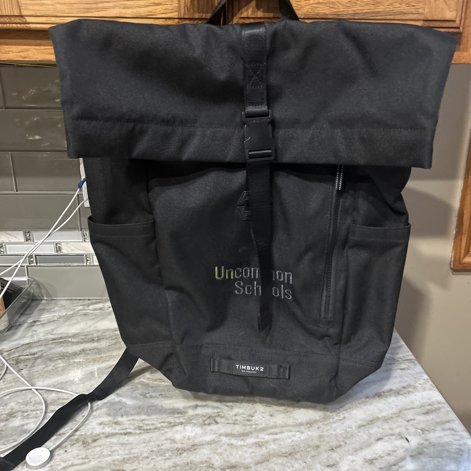 Timbuk2 Uptown Backpack Laptop Bag Jet Black Logo Commuter  Logo Light Canvas