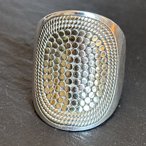 Anna Beck Ring Pebbled 2-tone Sterling Silver Size 9.5 Vintage - Read