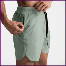Men  s Quick-Dry Running Fitness Casual Shorts Single-Layer Solid Color