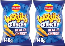 Walkers Wotsits Crunchy Cheese Sharing Bag Crisps 140g X 2 Pack Cheesy Flavour