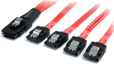 1M Serial Attached SCSI SAS Cable - SFF-8087 to 4X Latching SATA SAS Cable (SAS8