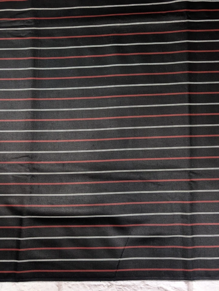 Tela a rayas de algodón pulido negro rojo blanco 4 yardas material de costura vintage Foto 4 de 4