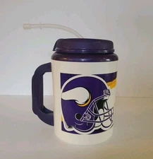 Vintage Minnesota Vikings NFL Thermo Serv Insulated Beverage Mug with Lid 32oz