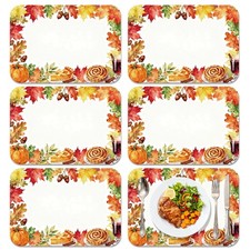 Fall Plastic Placemats Set of 6, Wipeable Maple 11x15.7 inches, Yellow