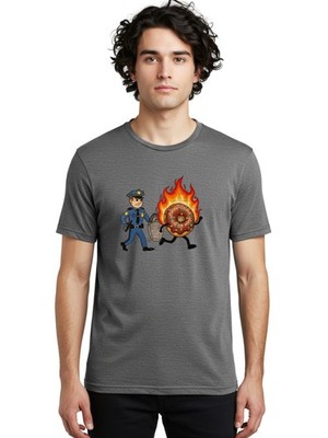 Flaming-Donut-1 Mens Graphic Tee, 100% Cotton, Casual Summer Wear