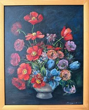 art 665 original painting acrylic canvas board 19.7x15.7 in (50x40 cm) flowers