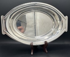 Plateau ovale en métal argenté Ercuis poinçon 15g 33,5 cm