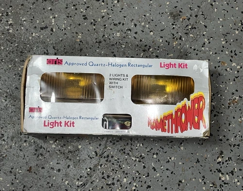 Vintage Aris Flamethrower 1075K Amber Fog Light Kit Chrome Halogen Pair Box - product listing photo
