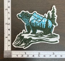 Grizzly Bear With Nature Scenery Embroidered Iron On Patch